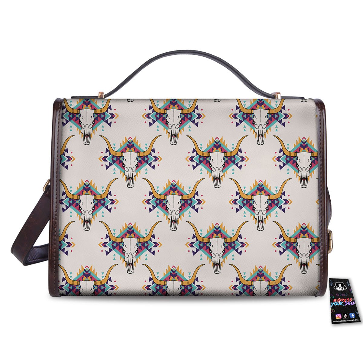Buffalo Native Print Pattern Women's Satchel Bag-grizzshop