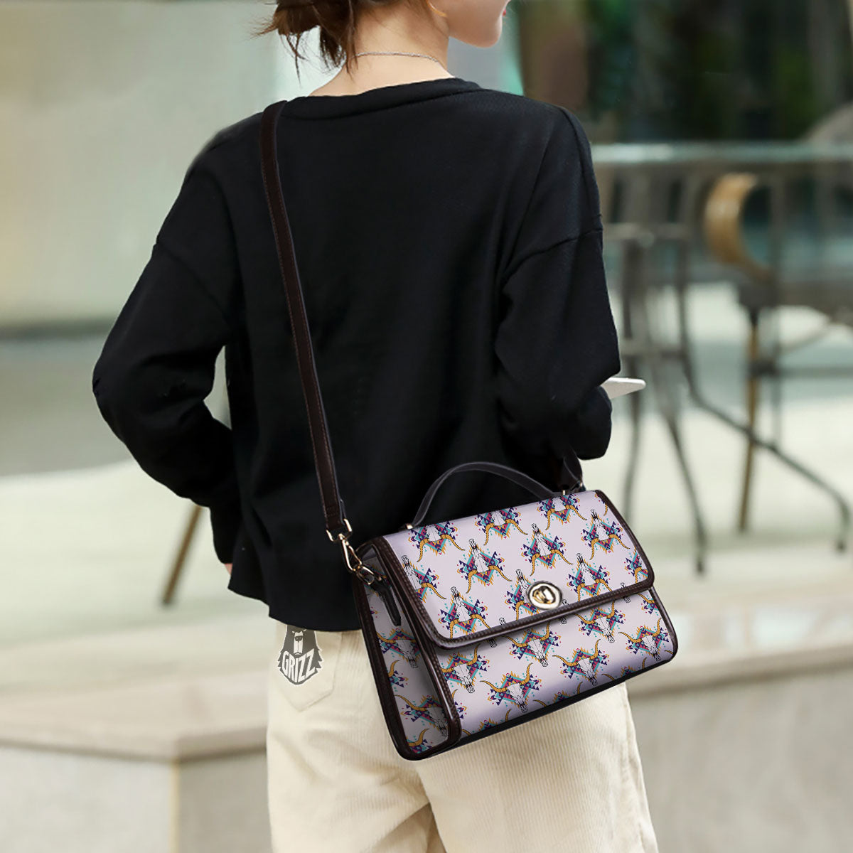 Buffalo Native Print Pattern Women's Satchel Bag-grizzshop