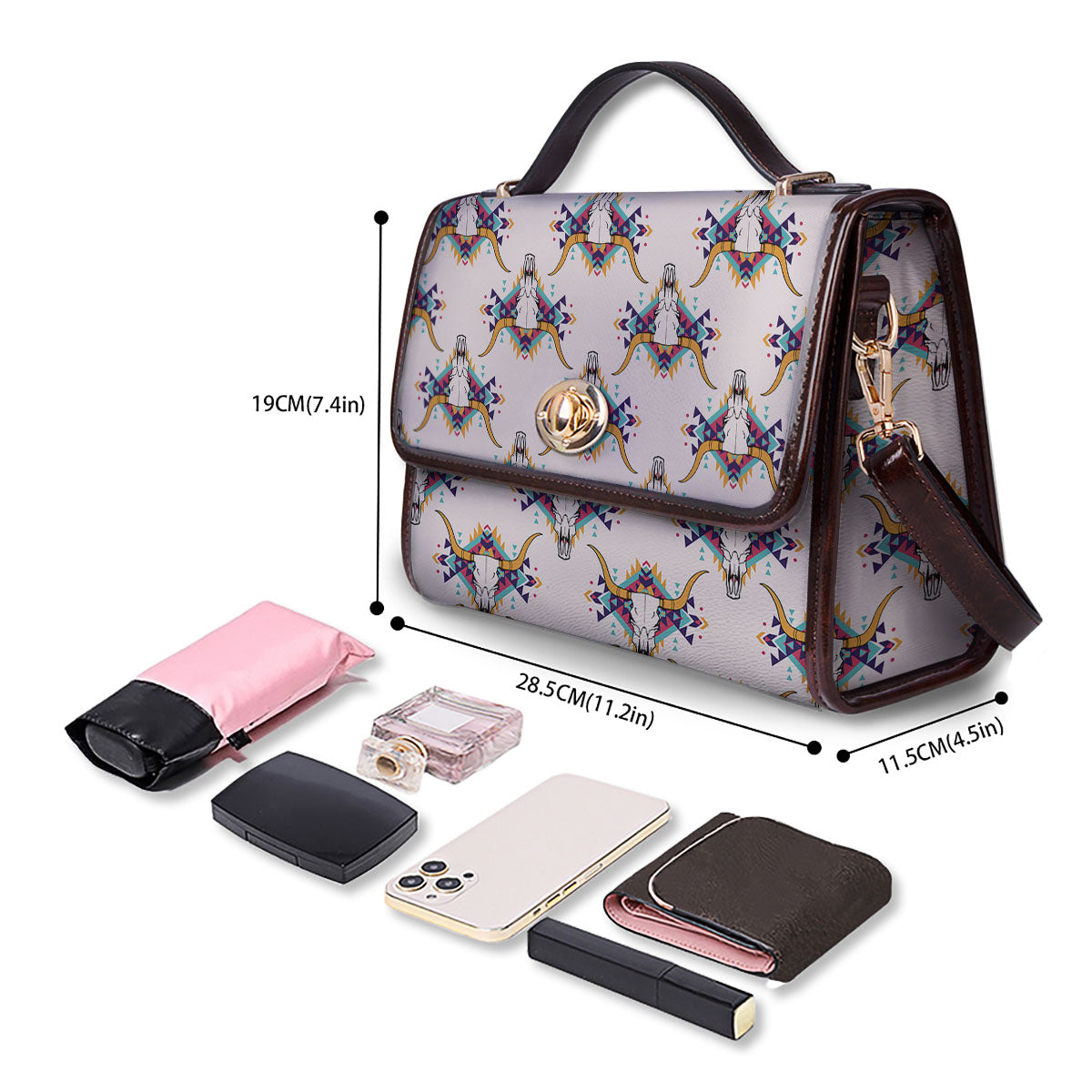 Buffalo Native Print Pattern Women's Satchel Bag-grizzshop