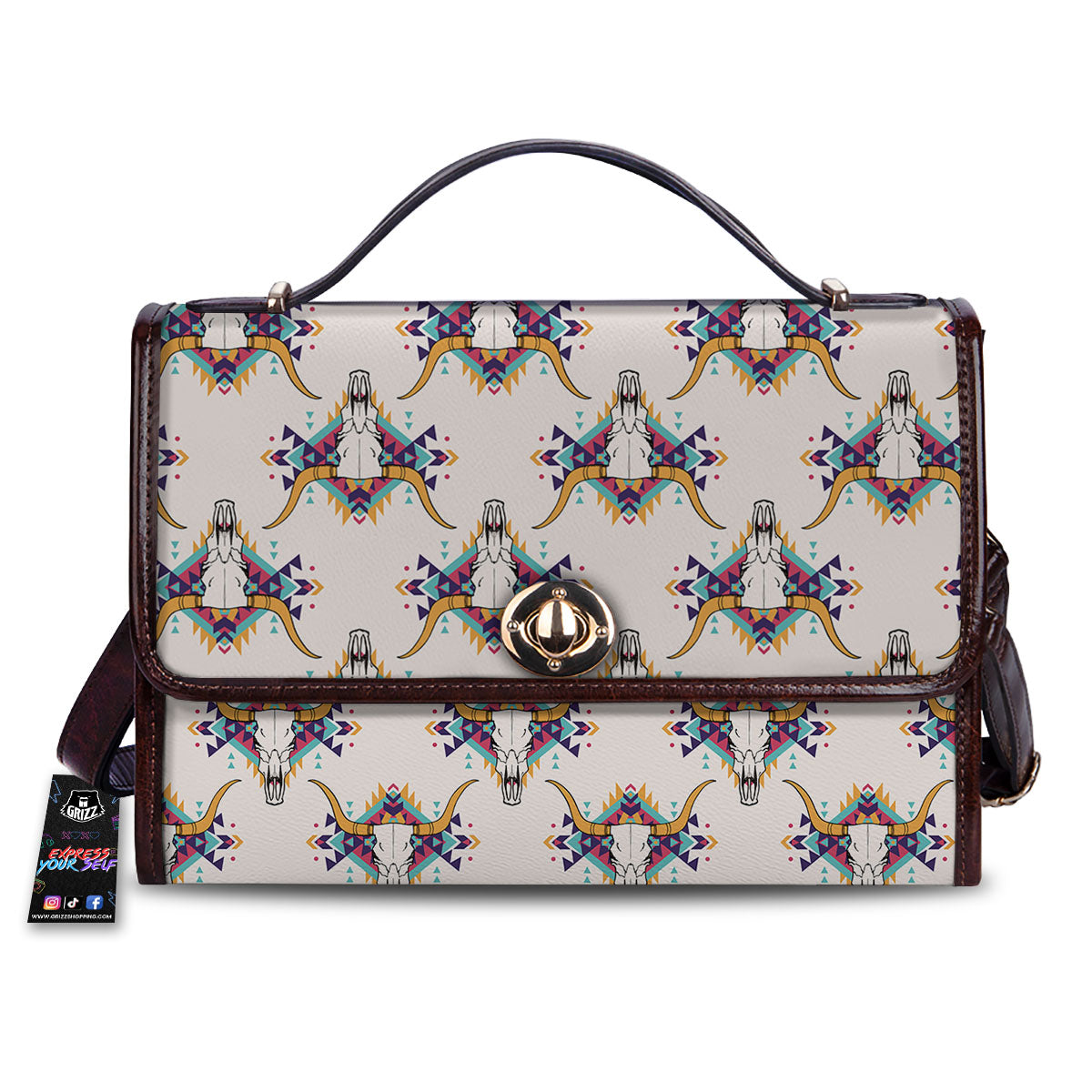 Buffalo Native Print Pattern Women's Satchel Bag-grizzshop