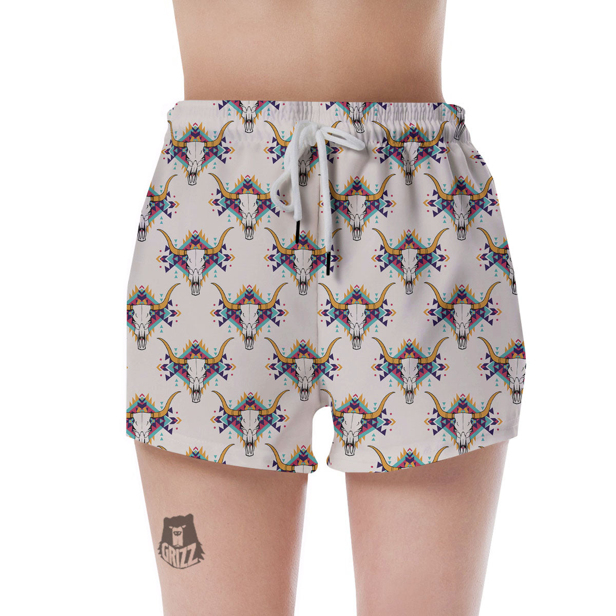 Buffalo Native Print Pattern Women's Shorts-grizzshop