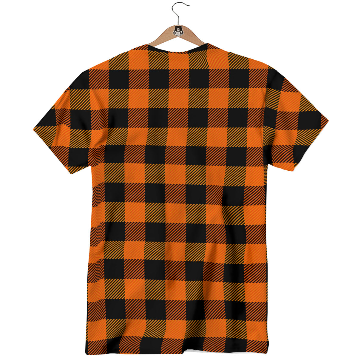 Buffalo Plaid Black And Orange Print T-Shirt-grizzshop