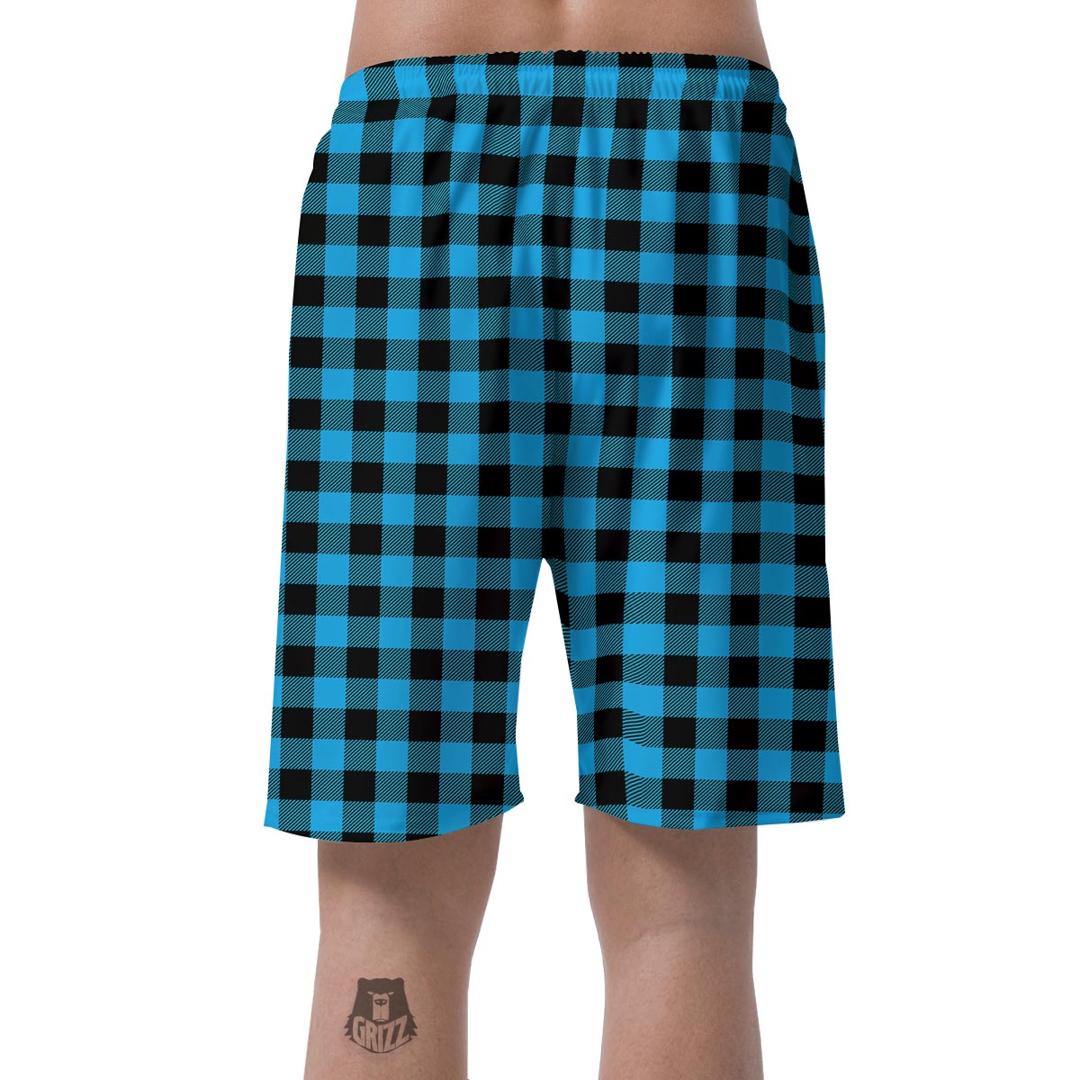 Buffalo Plaid Blue Print Men's Shorts-grizzshop