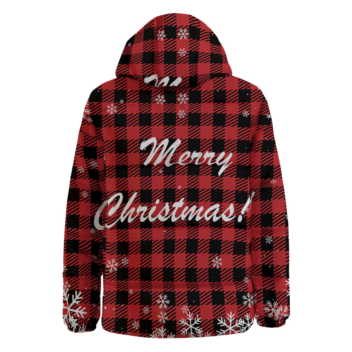 Buffalo Plaid Christmas Print Down Jacket-grizzshop