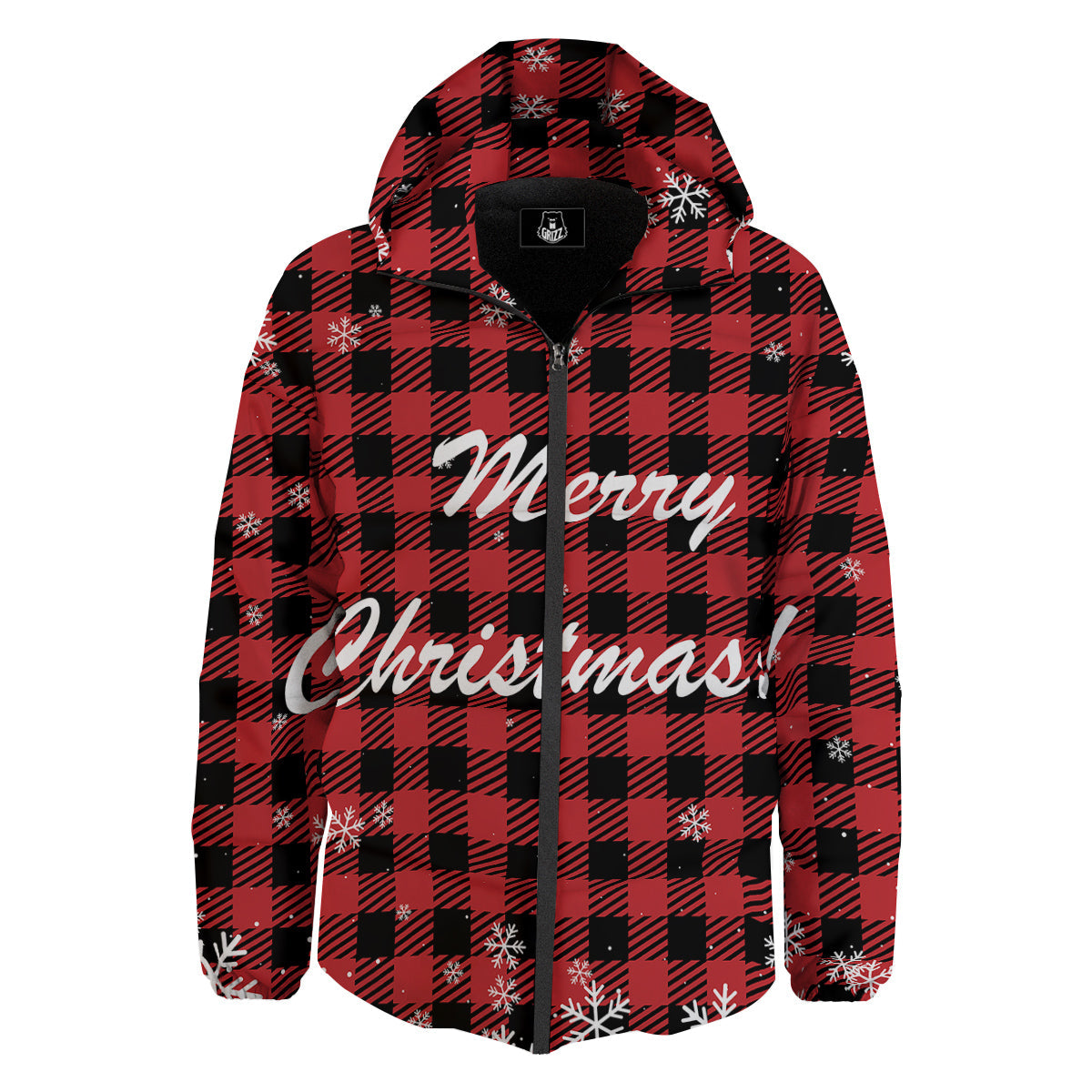 Buffalo Plaid Christmas Print Down Jacket-grizzshop