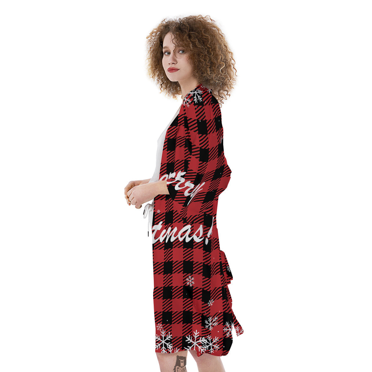 Buffalo Plaid Christmas Print Kimono-grizzshop
