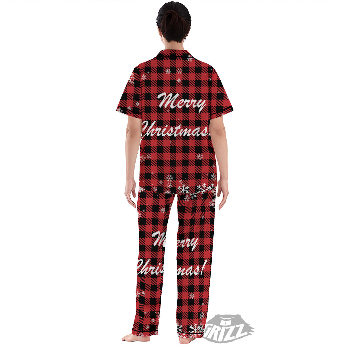 Buffalo Plaid Christmas Print Women's Pajamas Set-grizzshop