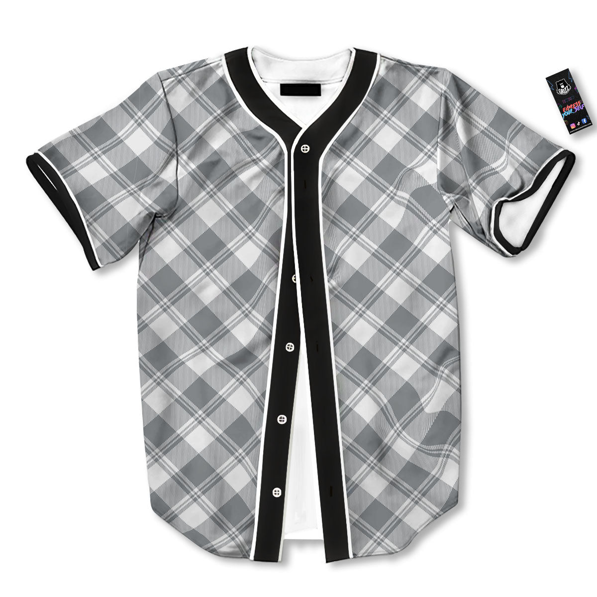 Buffalo Plaid Grey Print Pattern Baseball Jersey-grizzshop