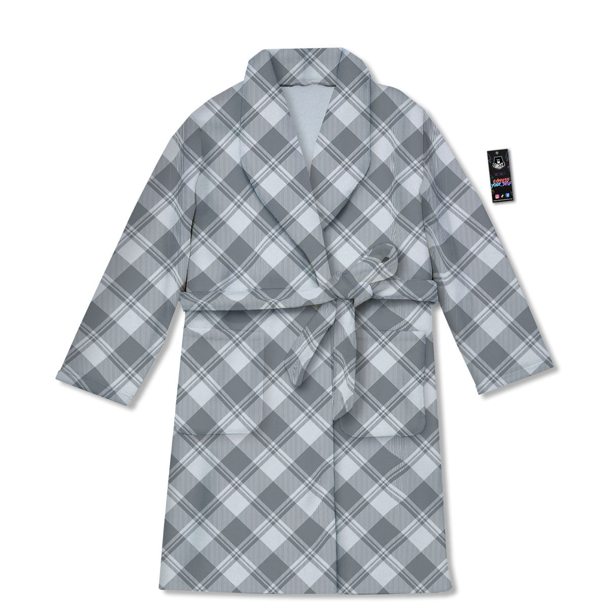Buffalo Plaid Grey Print Pattern Bathrobe-grizzshop