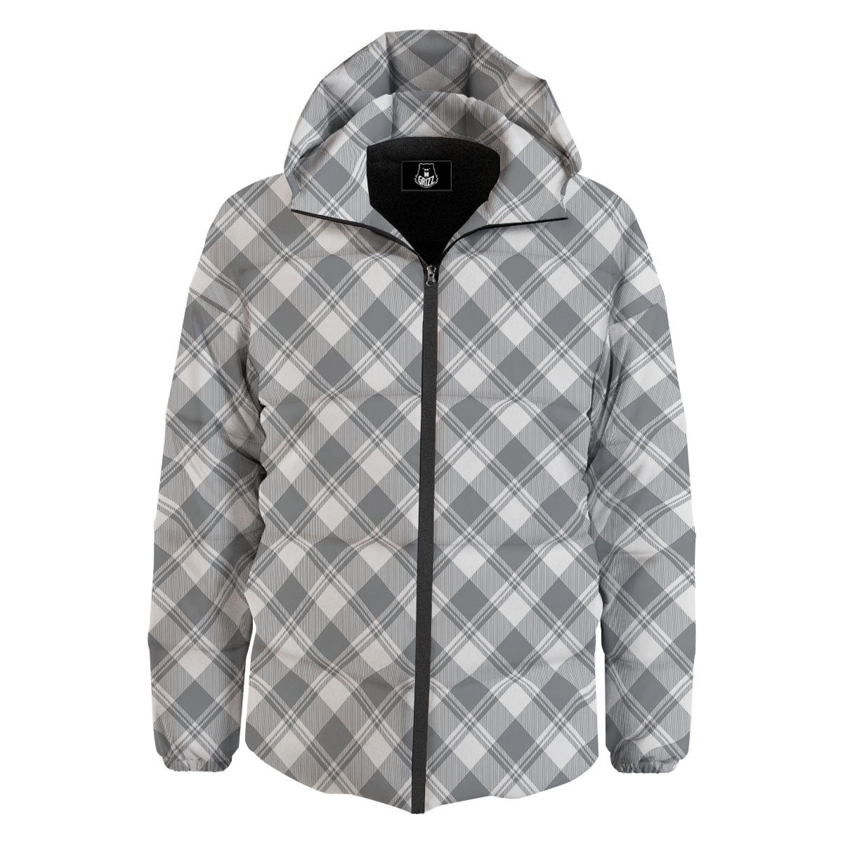 Buffalo Plaid Grey Print Pattern Down Jacket-grizzshop