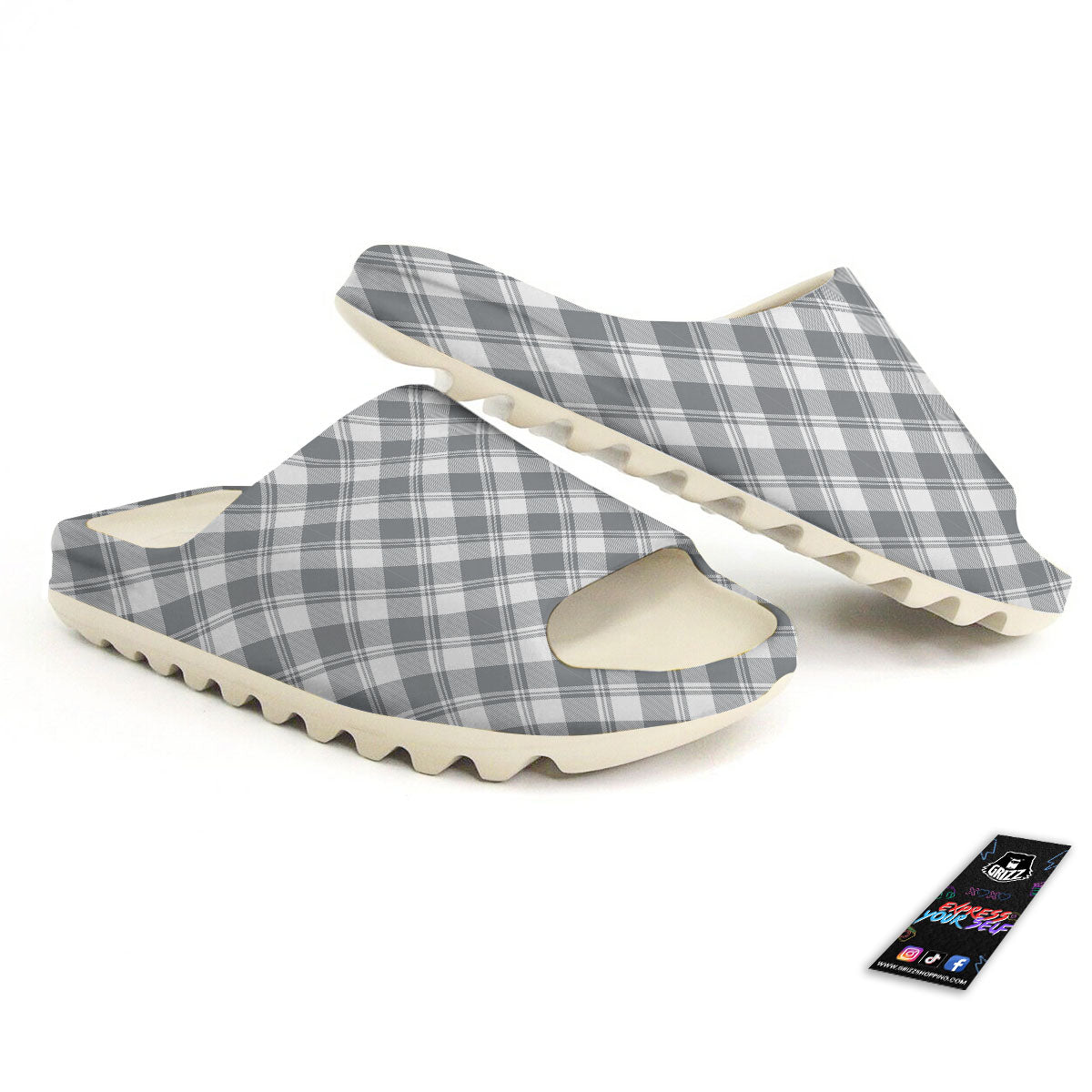 Buffalo Plaid Grey Print Pattern Sandals-grizzshop