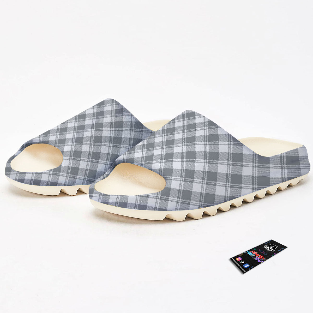 Buffalo Plaid Grey Print Pattern Sandals-grizzshop
