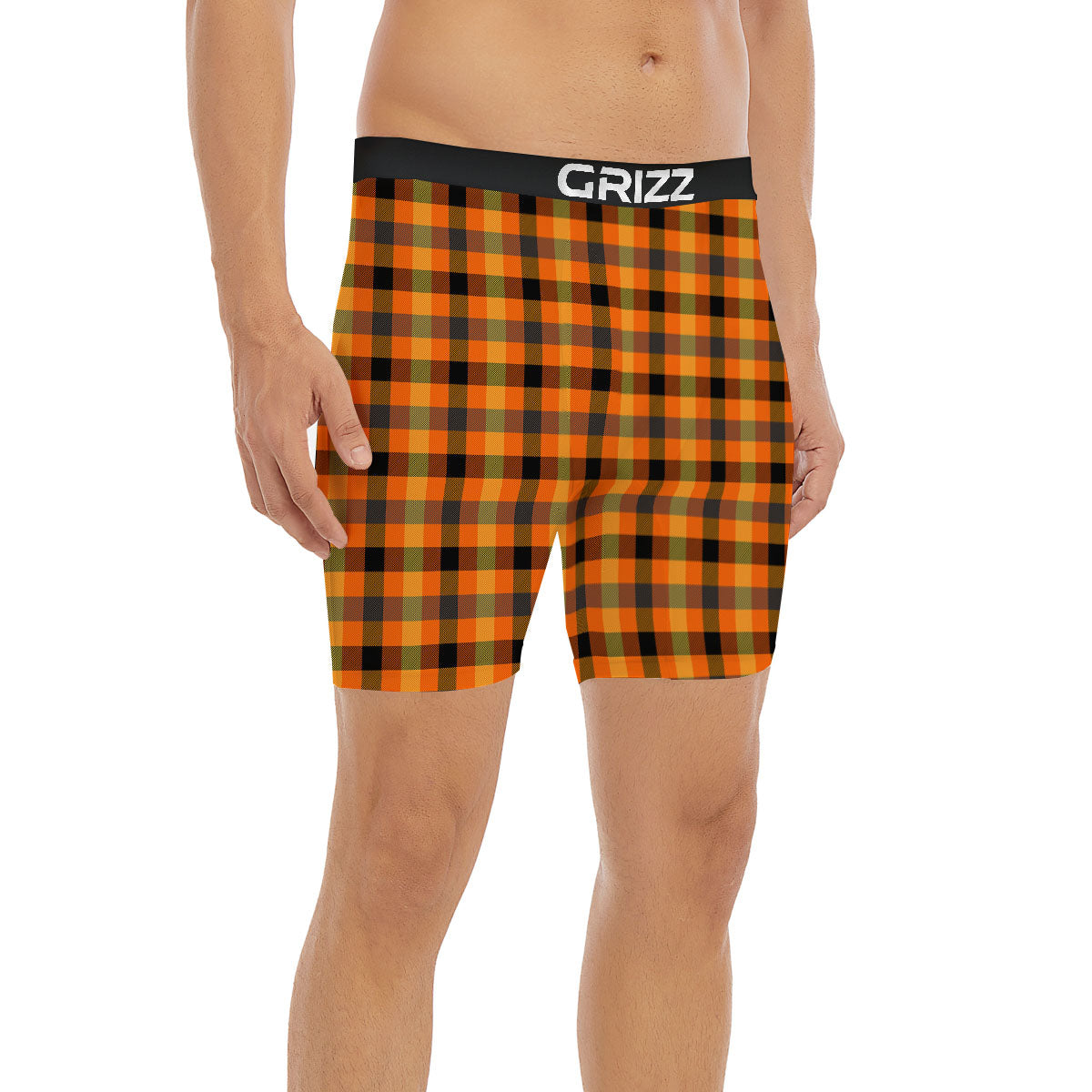 Buffalo Plaid Halloween Print Boxer Briefs-grizzshop