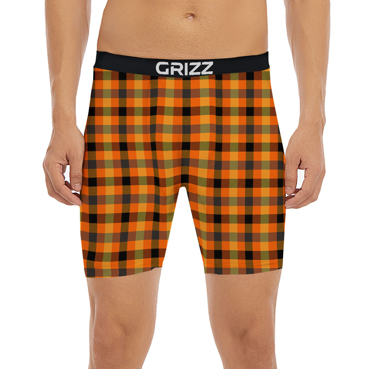Buffalo Plaid Halloween Print Boxer Briefs-grizzshop