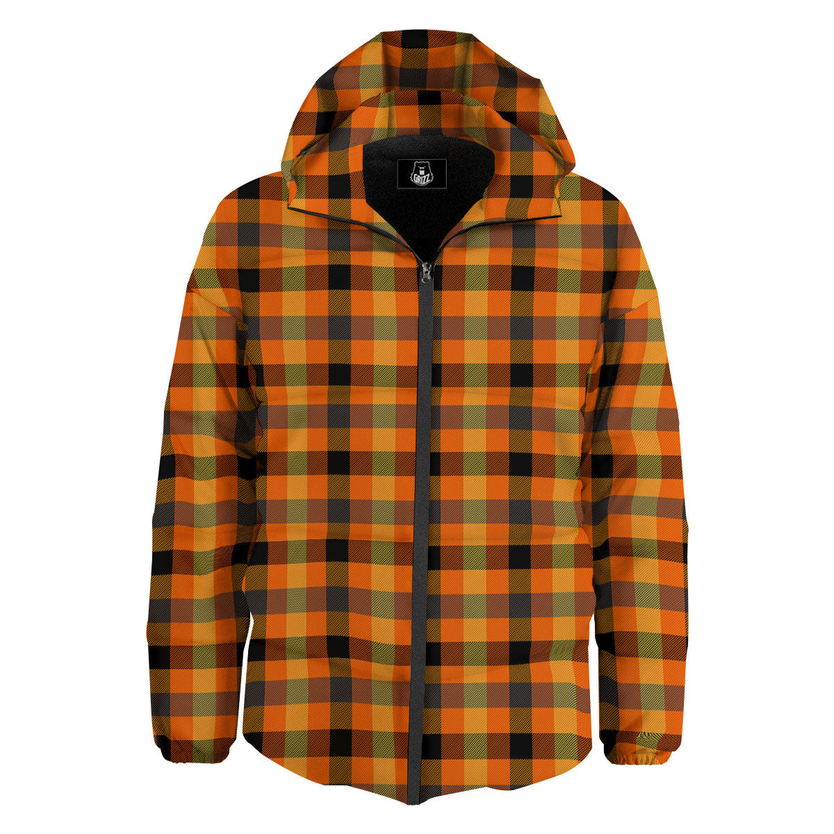 Buffalo Plaid Halloween Print Down Jacket-grizzshop