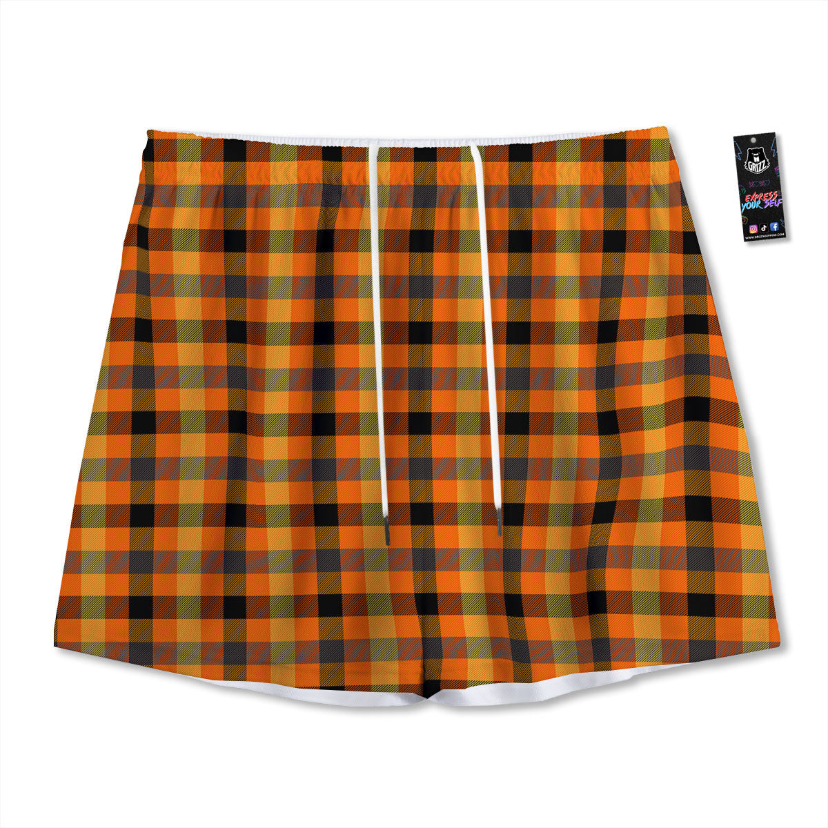 Buffalo Plaid Halloween Print Mesh Shorts
