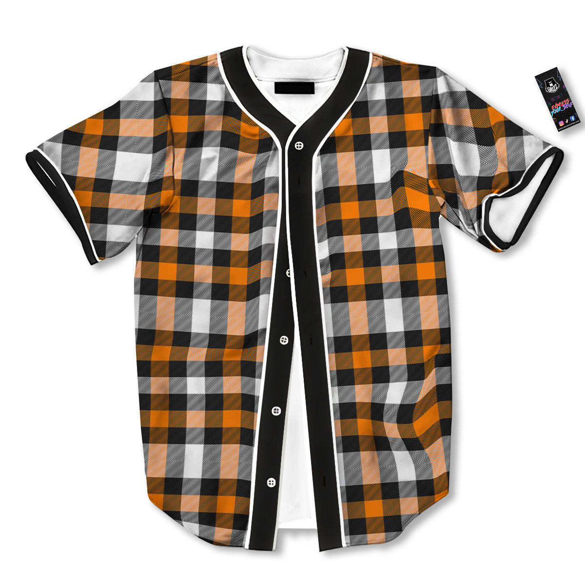 Buffalo Plaid Halloween Print Pattern Baseball Jersey-grizzshop