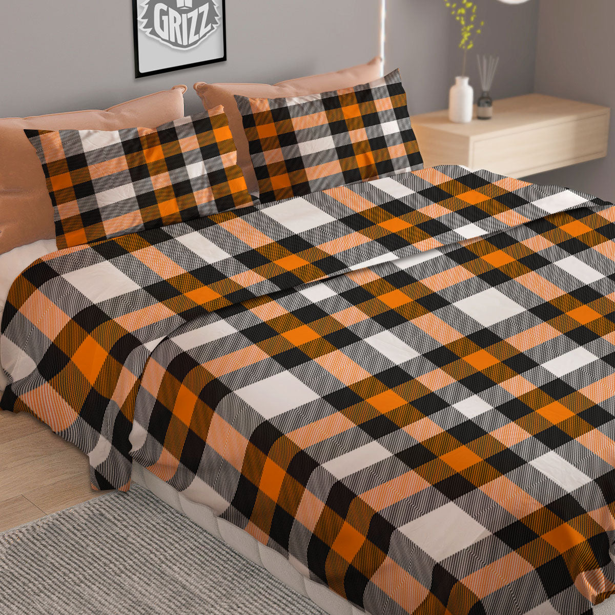 Buffalo Plaid Halloween Print Pattern Duvet Cover Bedding Set