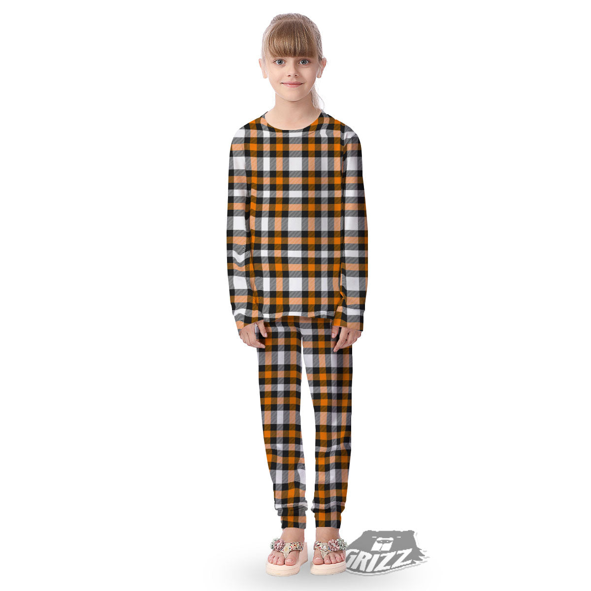 Buffalo Plaid Halloween Print Pattern Kid's Pajamas-grizzshop