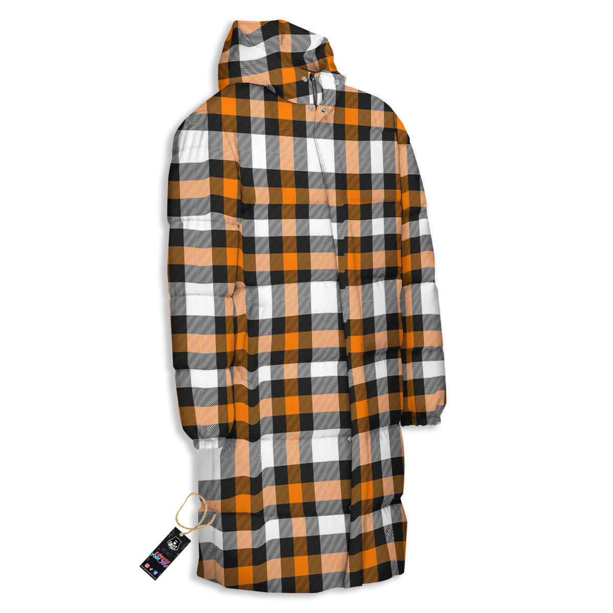 Buffalo Plaid Halloween Print Pattern Long Down Jacket-grizzshop