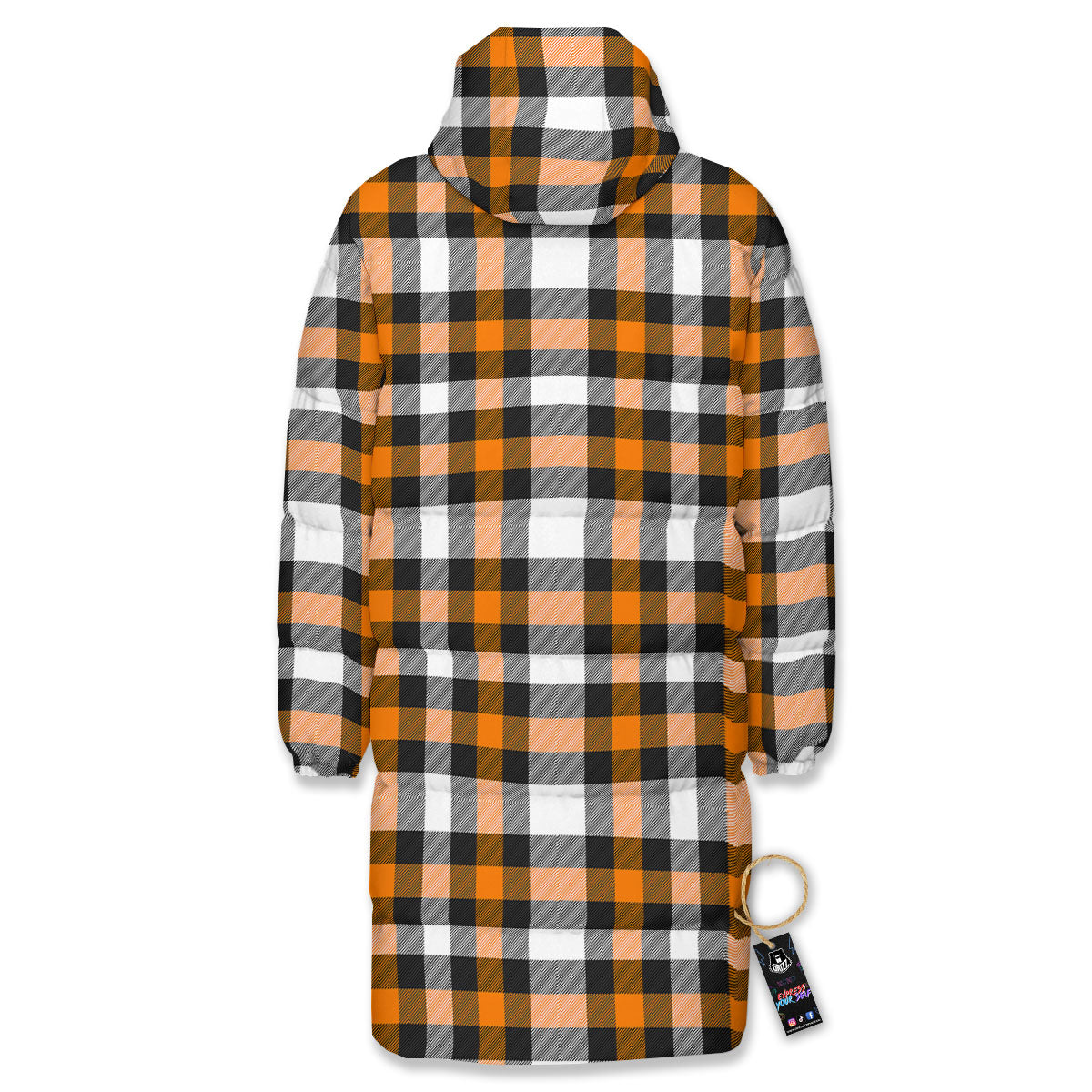 Buffalo Plaid Halloween Print Pattern Long Down Jacket-grizzshop