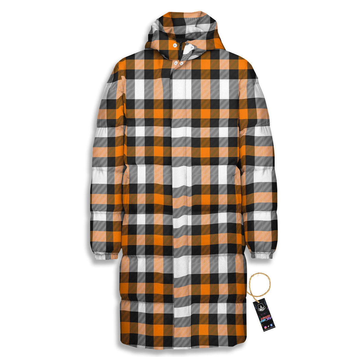 Buffalo Plaid Halloween Print Pattern Long Down Jacket-grizzshop