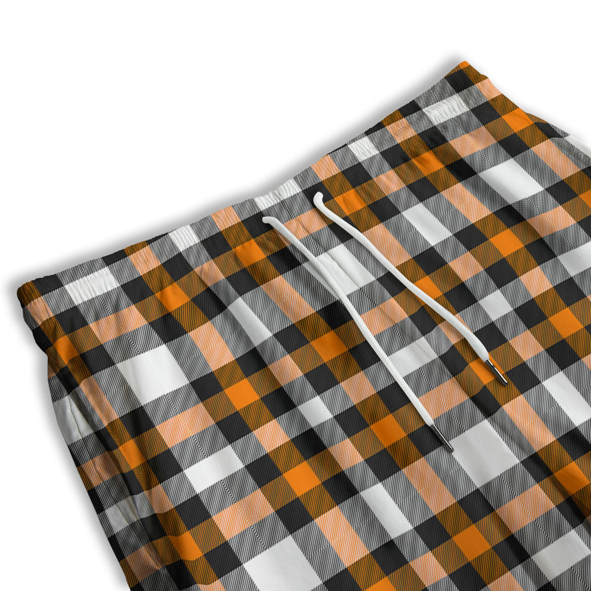 Buffalo Check Black And Orange Print Pattern Men's Athletic Shorts