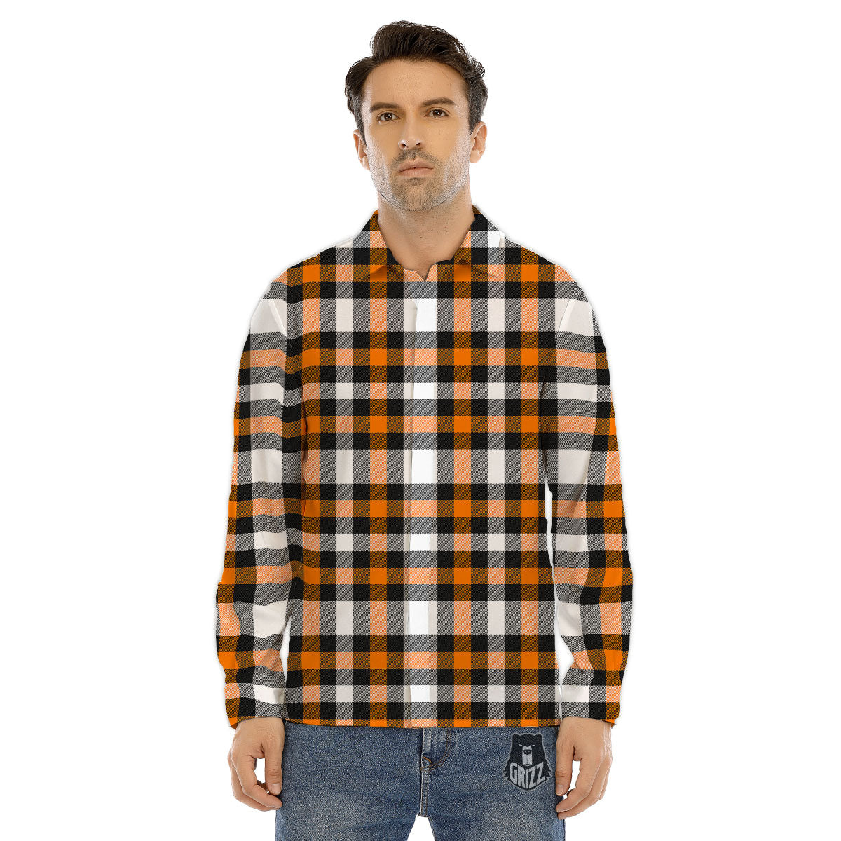 Buffalo Plaid Halloween Print Pattern Men's Dress Shirts-grizzshop