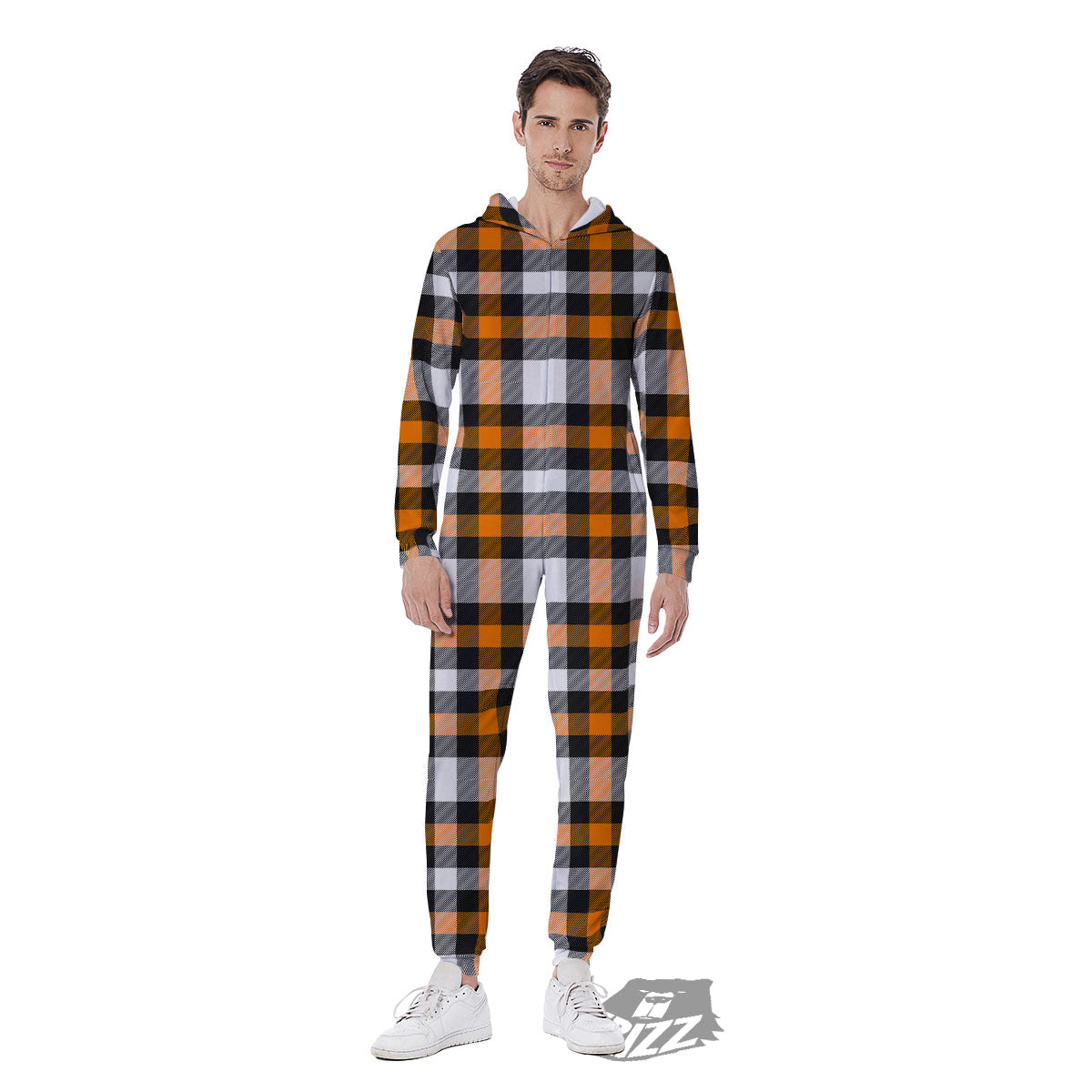 Buffalo Plaid Halloween Print Pattern Men's Jumpsuit-grizzshop