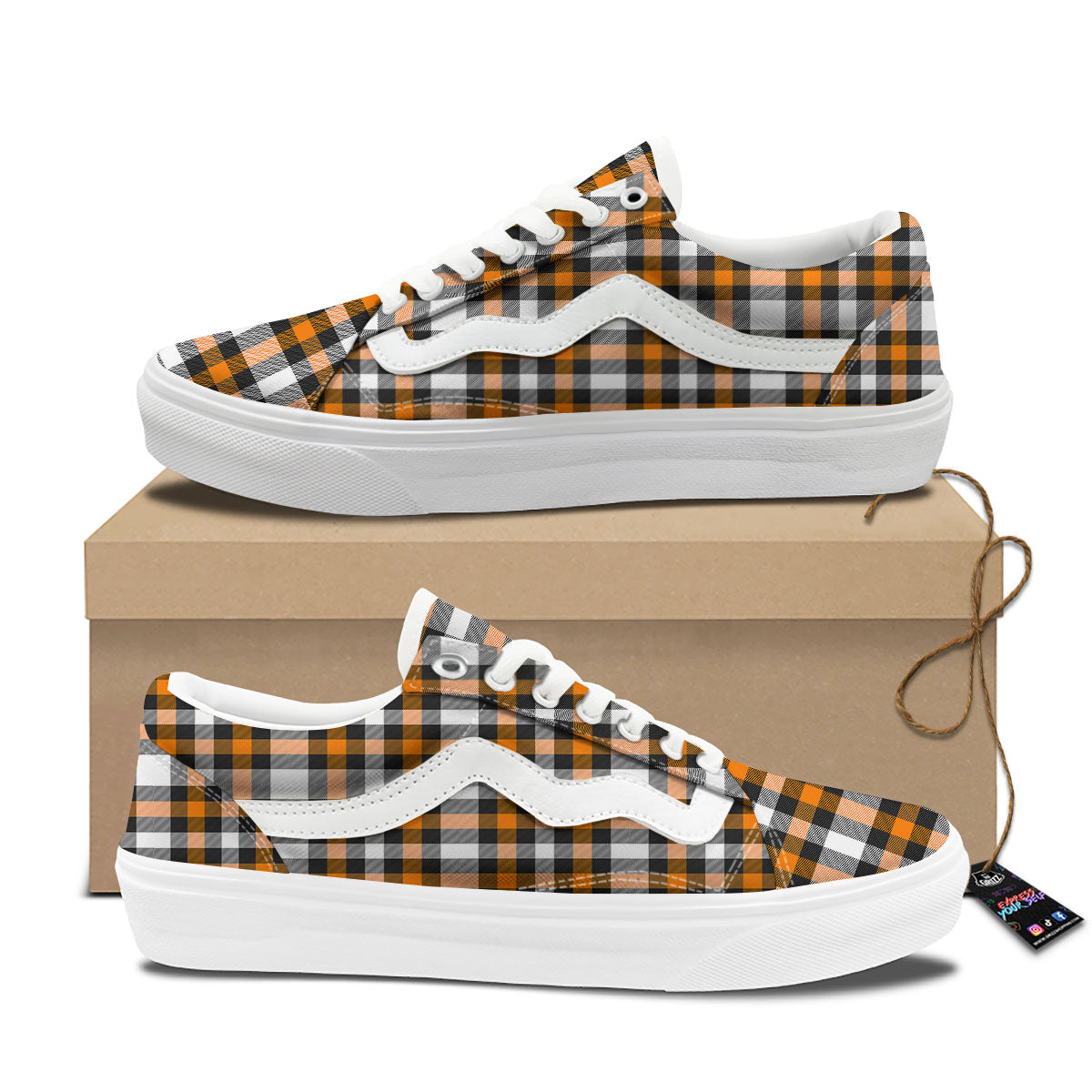 Buffalo Plaid Halloween Print Pattern Skate Shoes-grizzshop