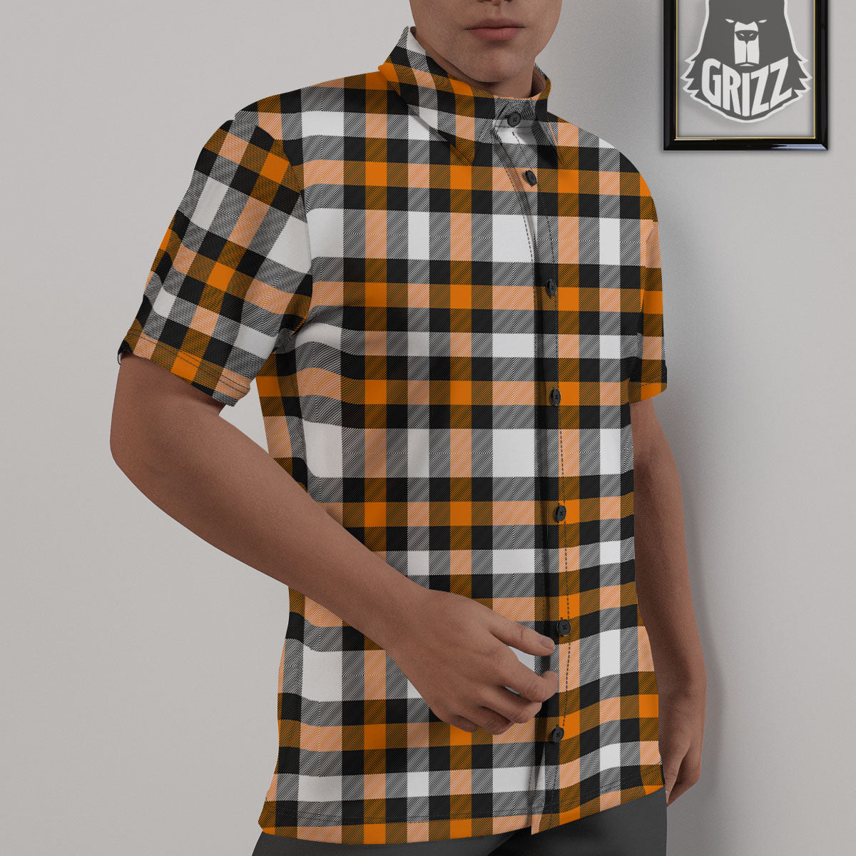 Buffalo Plaid Halloween Print Pattern Untucked Shirts-grizzshop