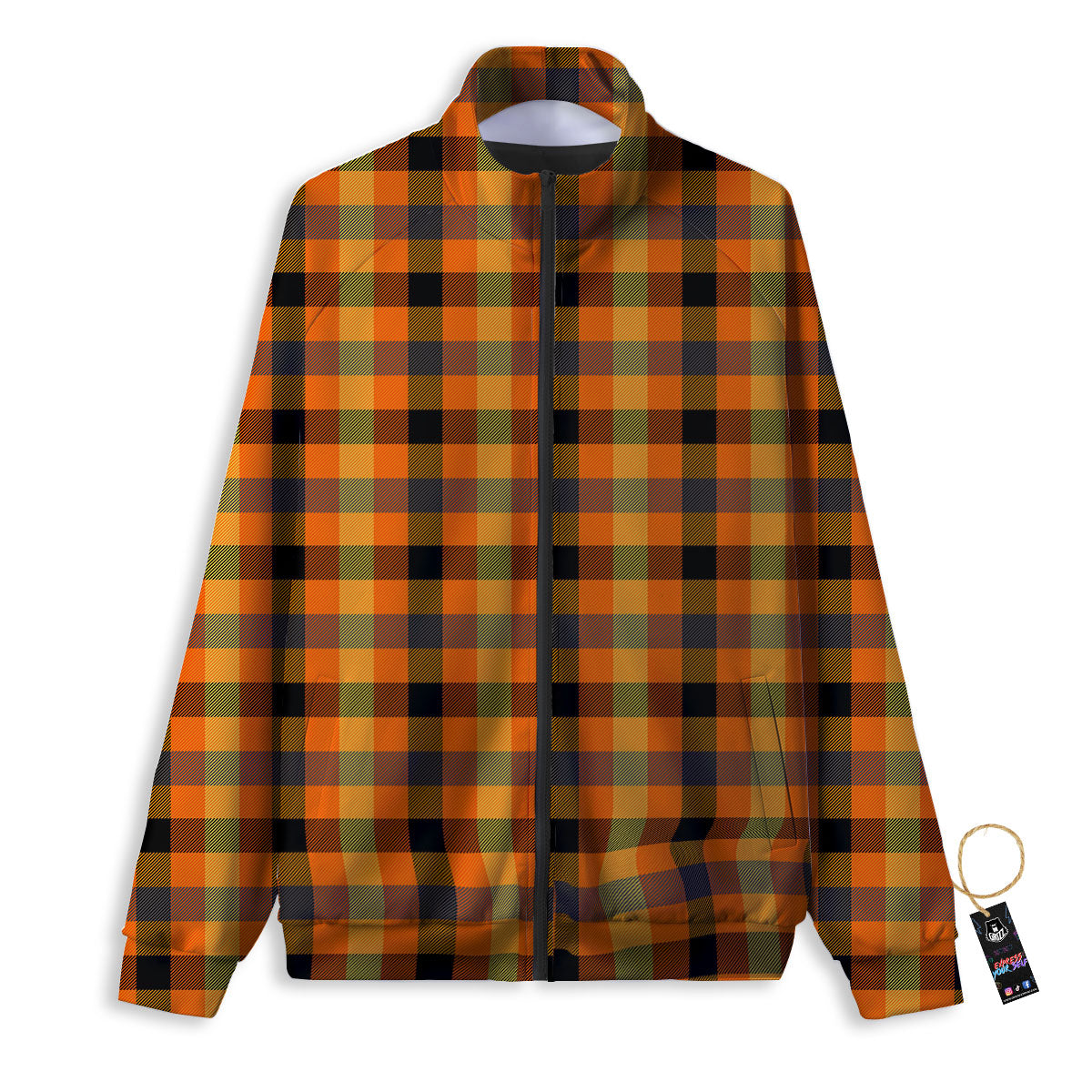 Buffalo Plaid Halloween Print Track Jacket-grizzshop