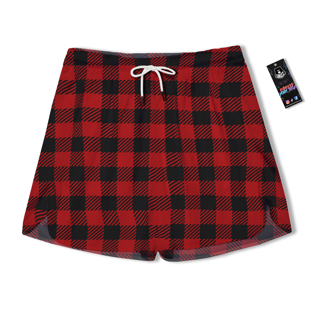 Buffalo Plaid Hot Red Print Men s Running Shorts Grizzshopping