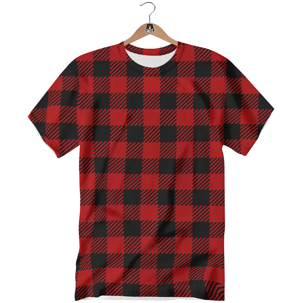 Buffalo Plaid Hot Red Print T-Shirt-grizzshop