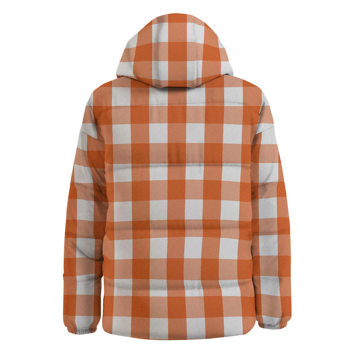 Buffalo Plaid Orange Print Down Jacket-grizzshop