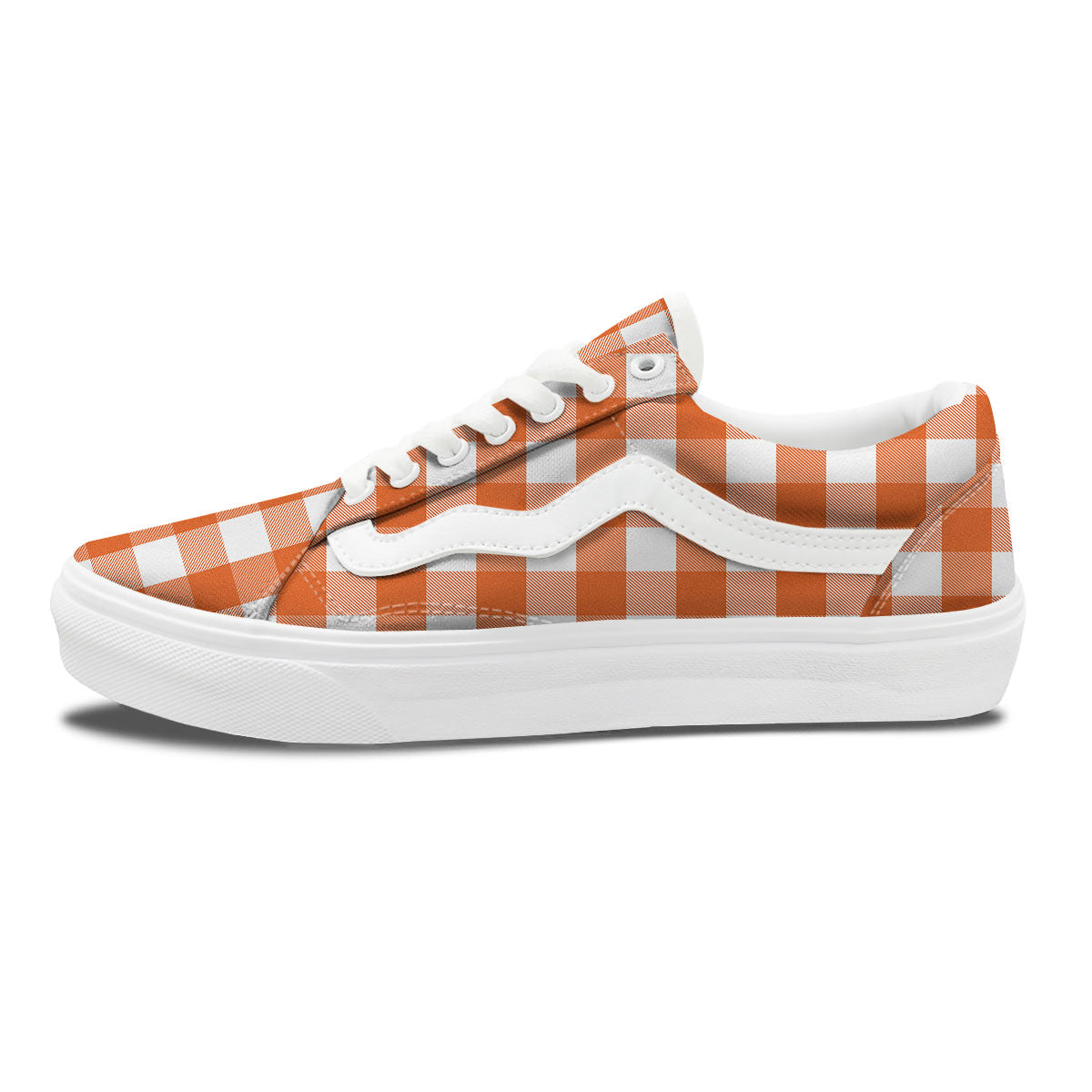 Buffalo Plaid Orange Print Skate Shoes-grizzshop