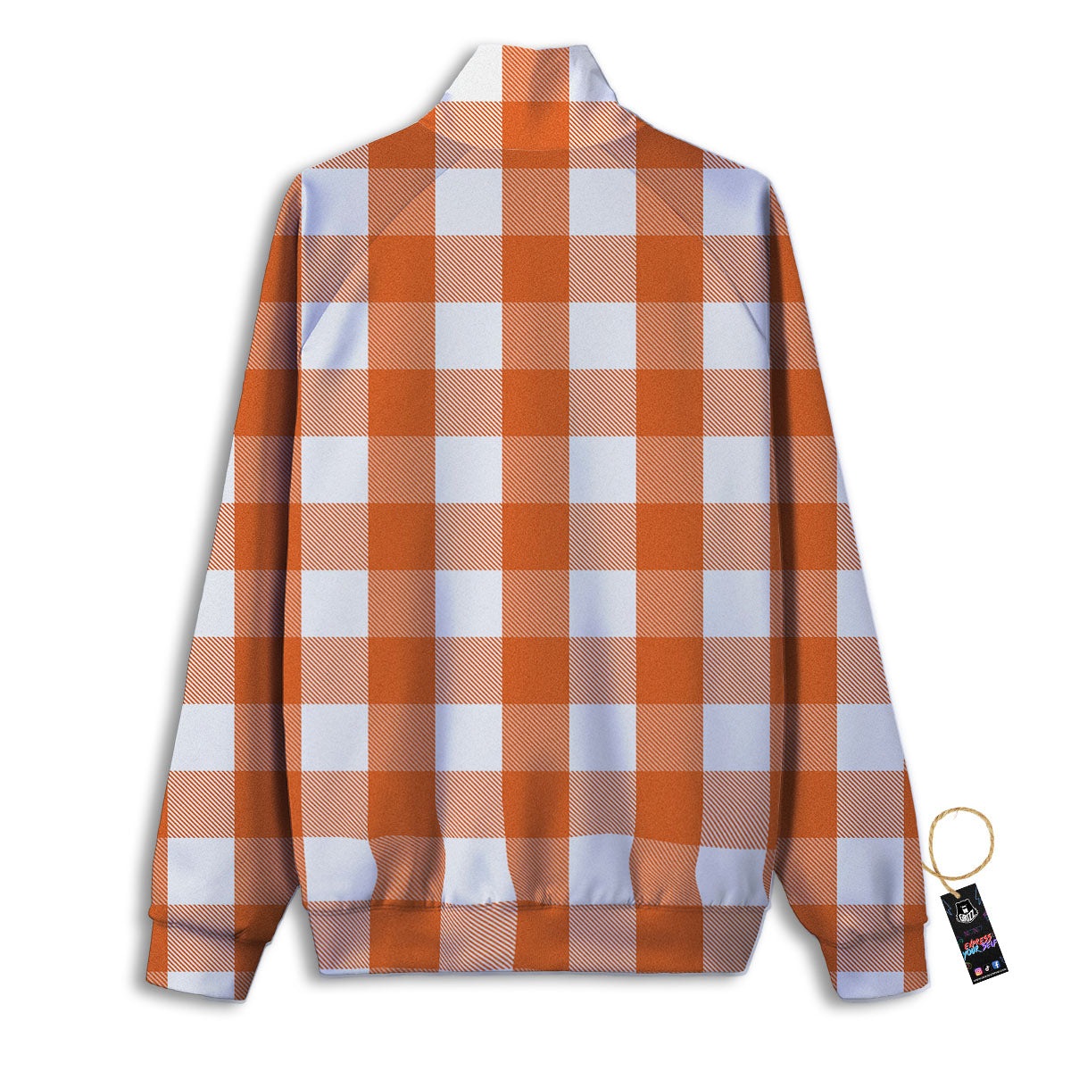 Buffalo Plaid Orange Print Track Jacket-grizzshop