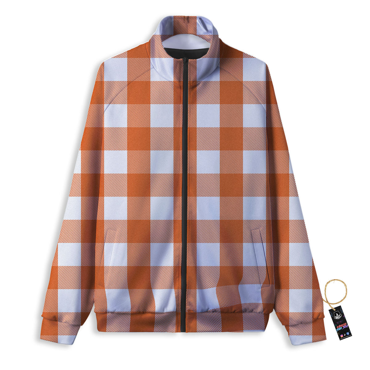 Buffalo Plaid Orange Print Track Jacket-grizzshop
