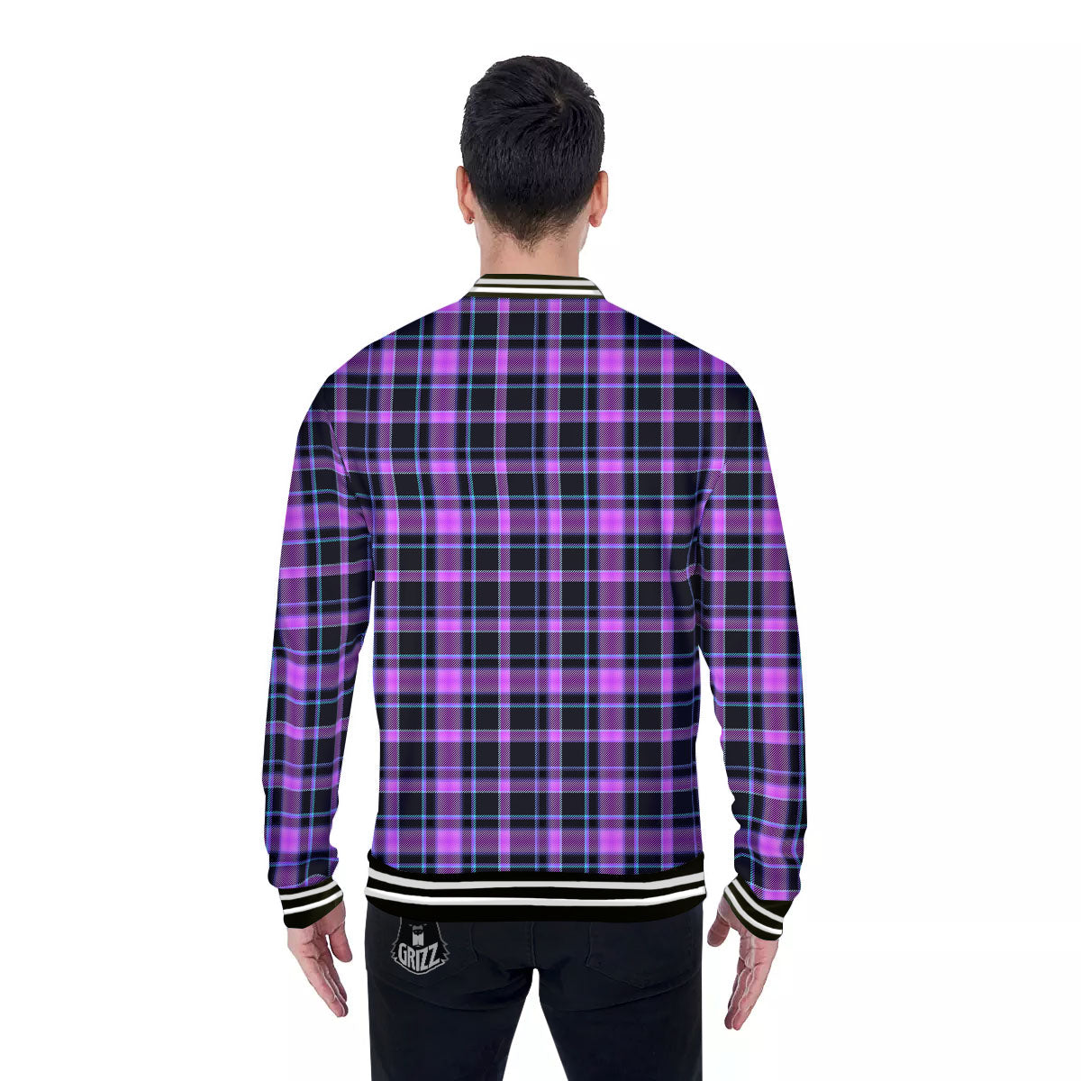Buffalo Plaid Purple Print Pattern Baseball Jacket-grizzshop