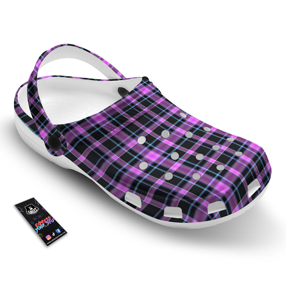 Buffalo Plaid Purple Print Pattern Clog-grizzshop