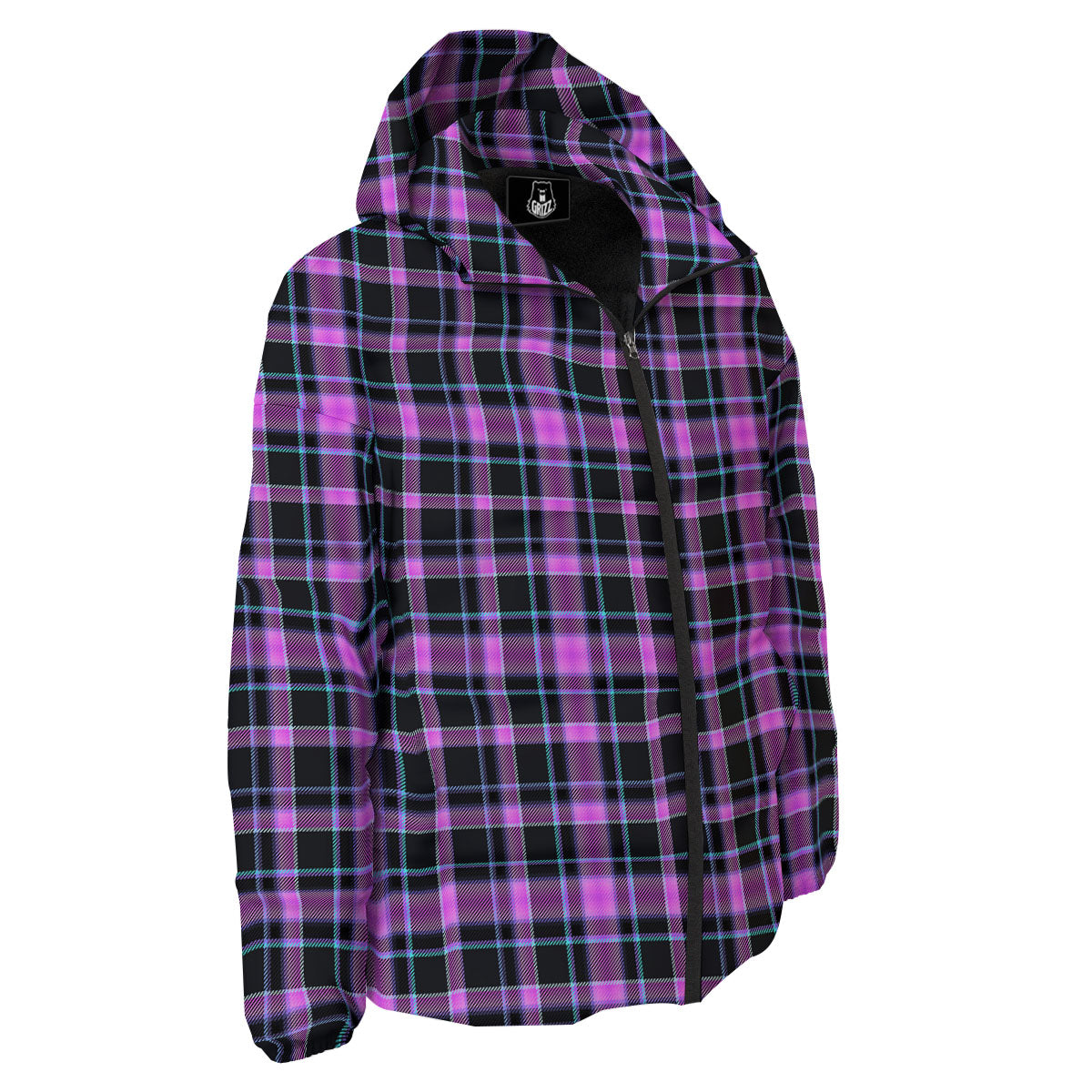 Buffalo Plaid Purple Print Pattern Down Jacket-grizzshop