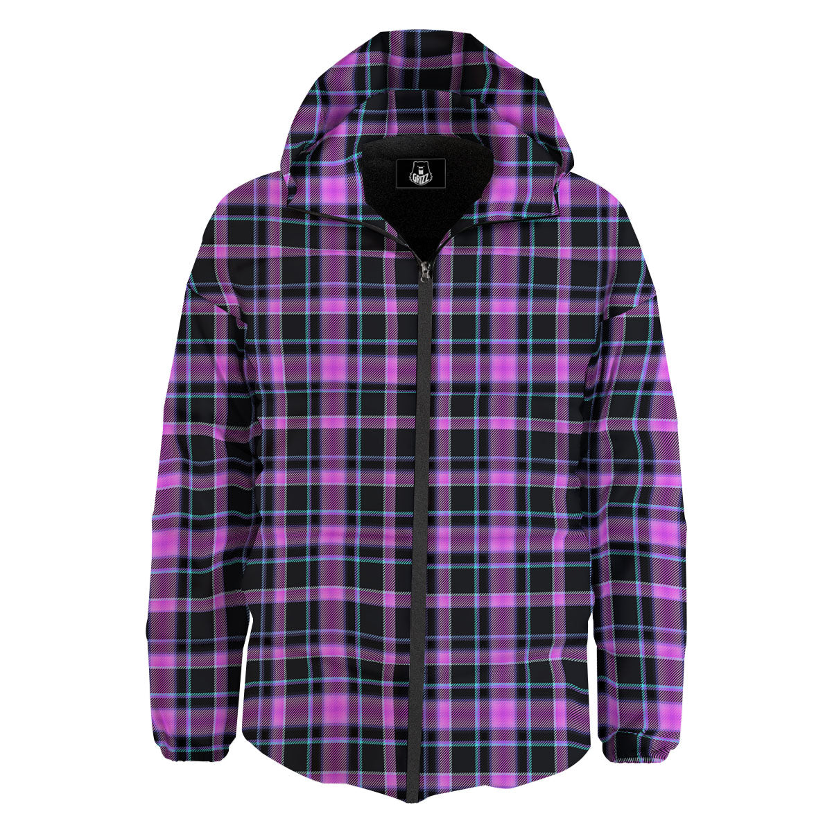 Buffalo Plaid Purple Print Pattern Down Jacket-grizzshop