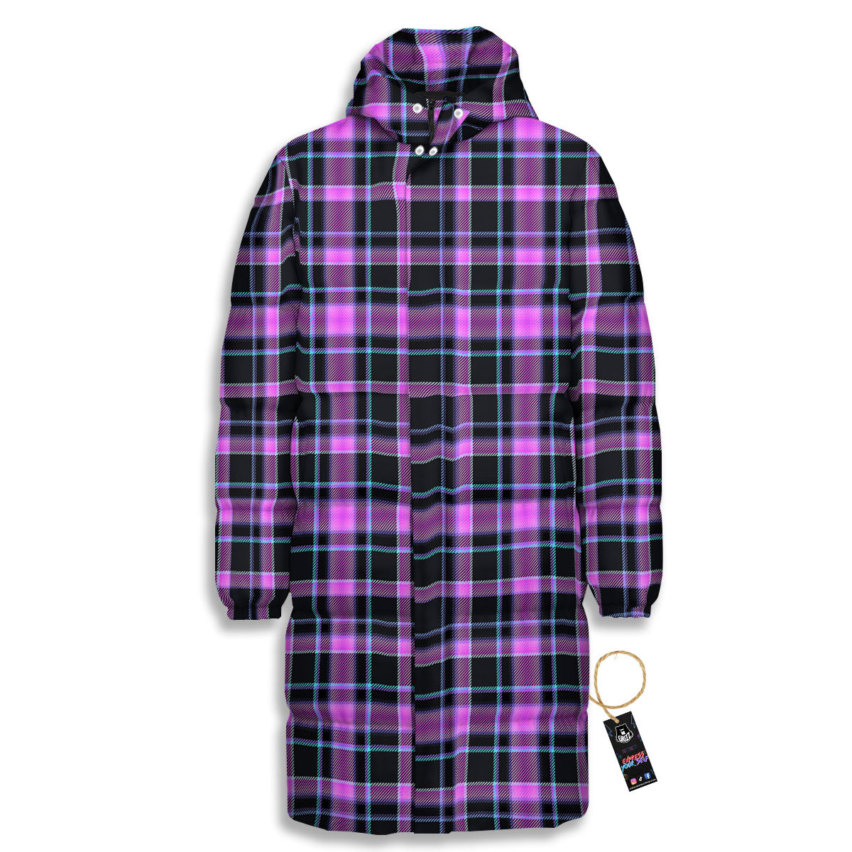 Buffalo Plaid Purple Print Pattern Long Down Jacket-grizzshop