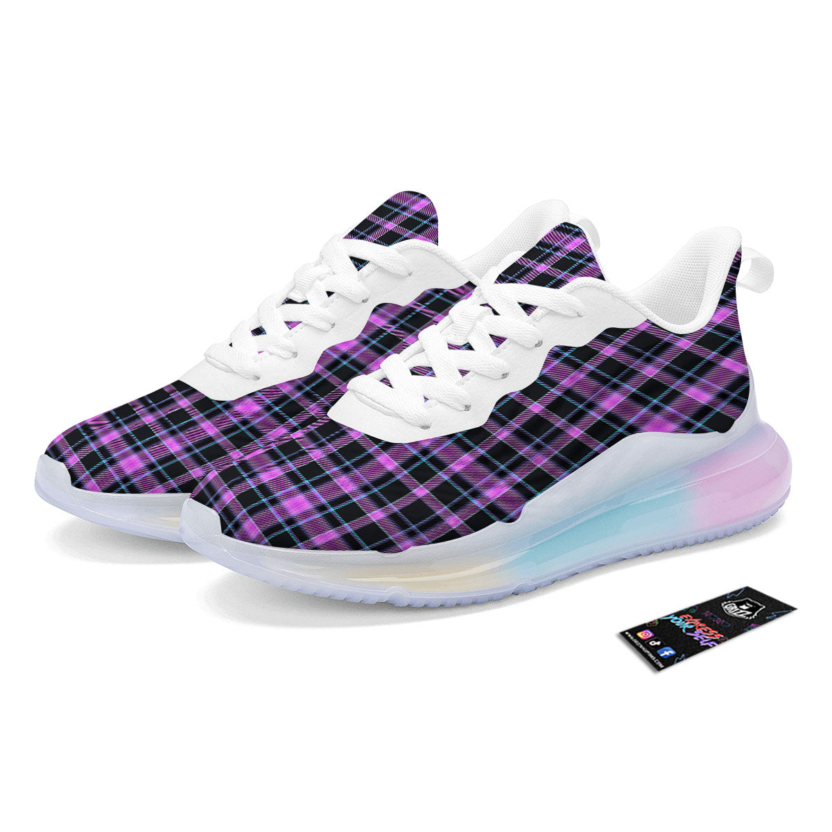 Buffalo Plaid Purple Print Pattern Running Sneakers-grizzshop
