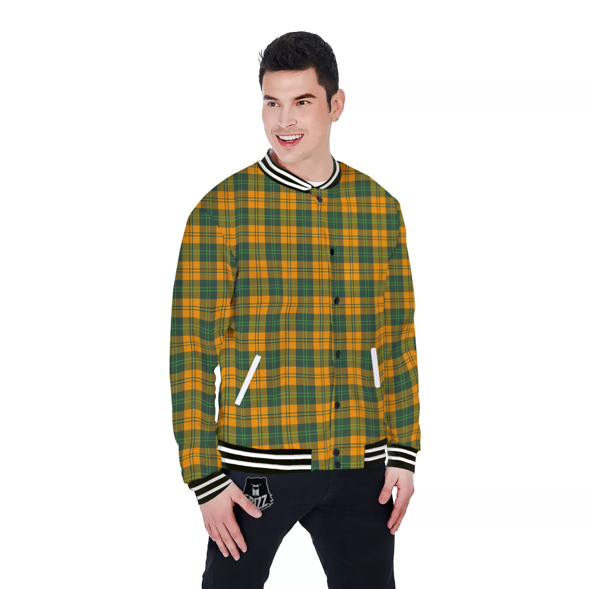 Buffalo Plaid Saint Patrick's Day Print Pattern Baseball Jacket-grizzshop