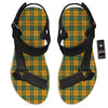 Buffalo Plaid Saint Patrick's Day Print Pattern Black Open Toe Sandals-grizzshop