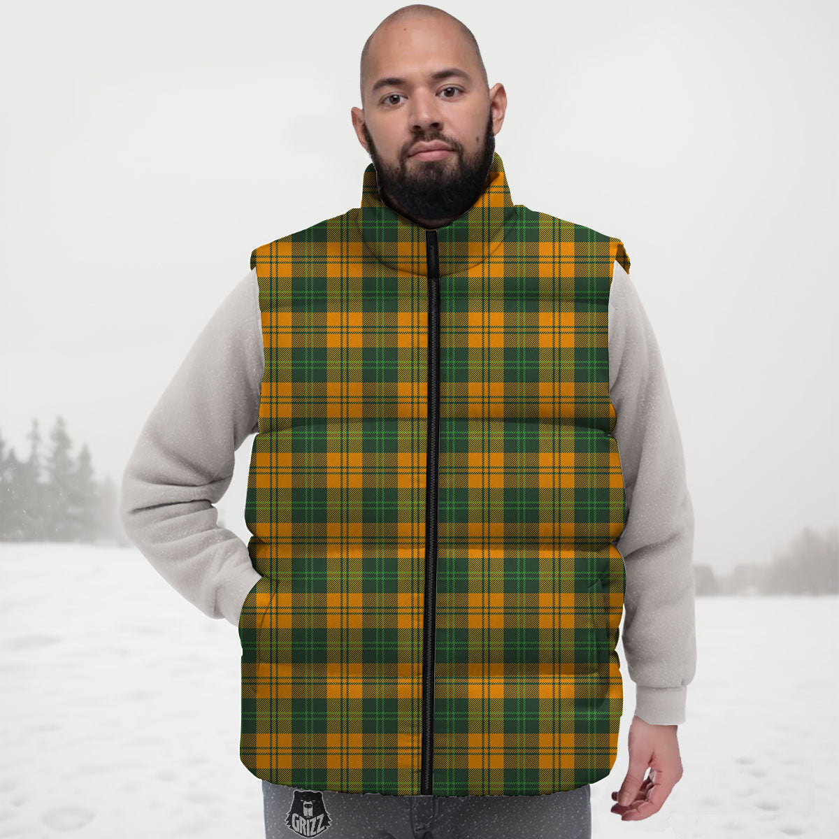 Buffalo Plaid Saint Patrick's Day Print Pattern Down Vest