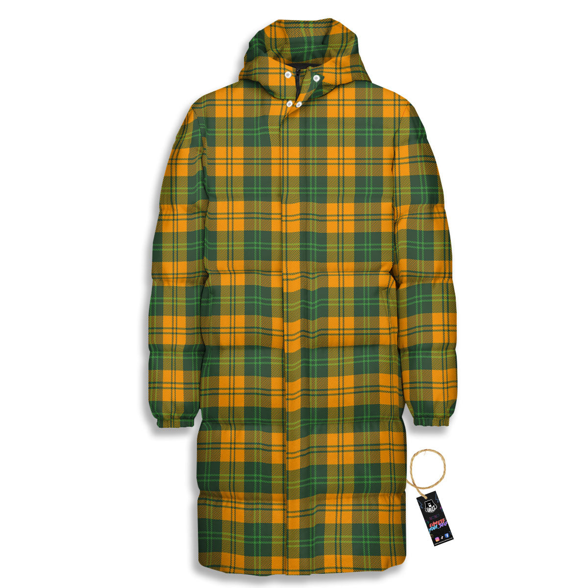 Buffalo Plaid Saint Patrick's Day Print Pattern Long Down Jacket-grizzshop