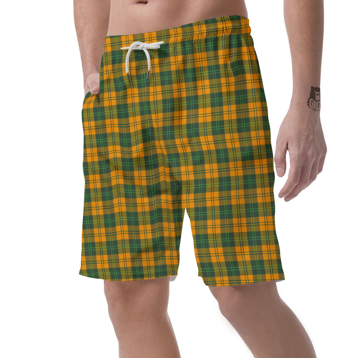 Buffalo Plaid Saint Patrick's Day Print Pattern Men's Shorts-grizzshop