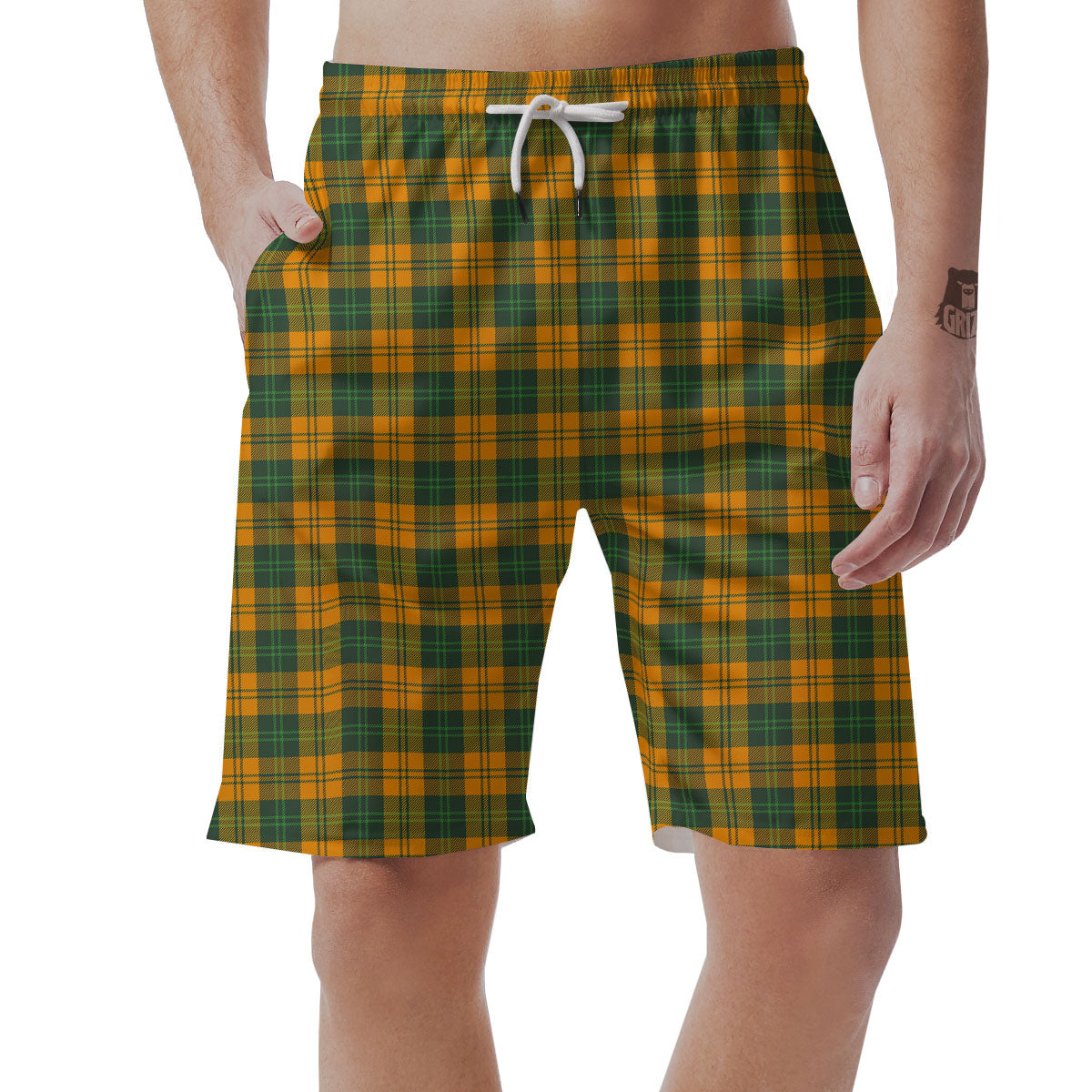 Buffalo Plaid Saint Patrick's Day Print Pattern Men's Shorts-grizzshop